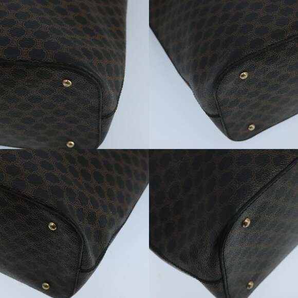 CELINE Macadam Canvas Hand Bag Pvc Leather Black Gold - Picture 10 of 12